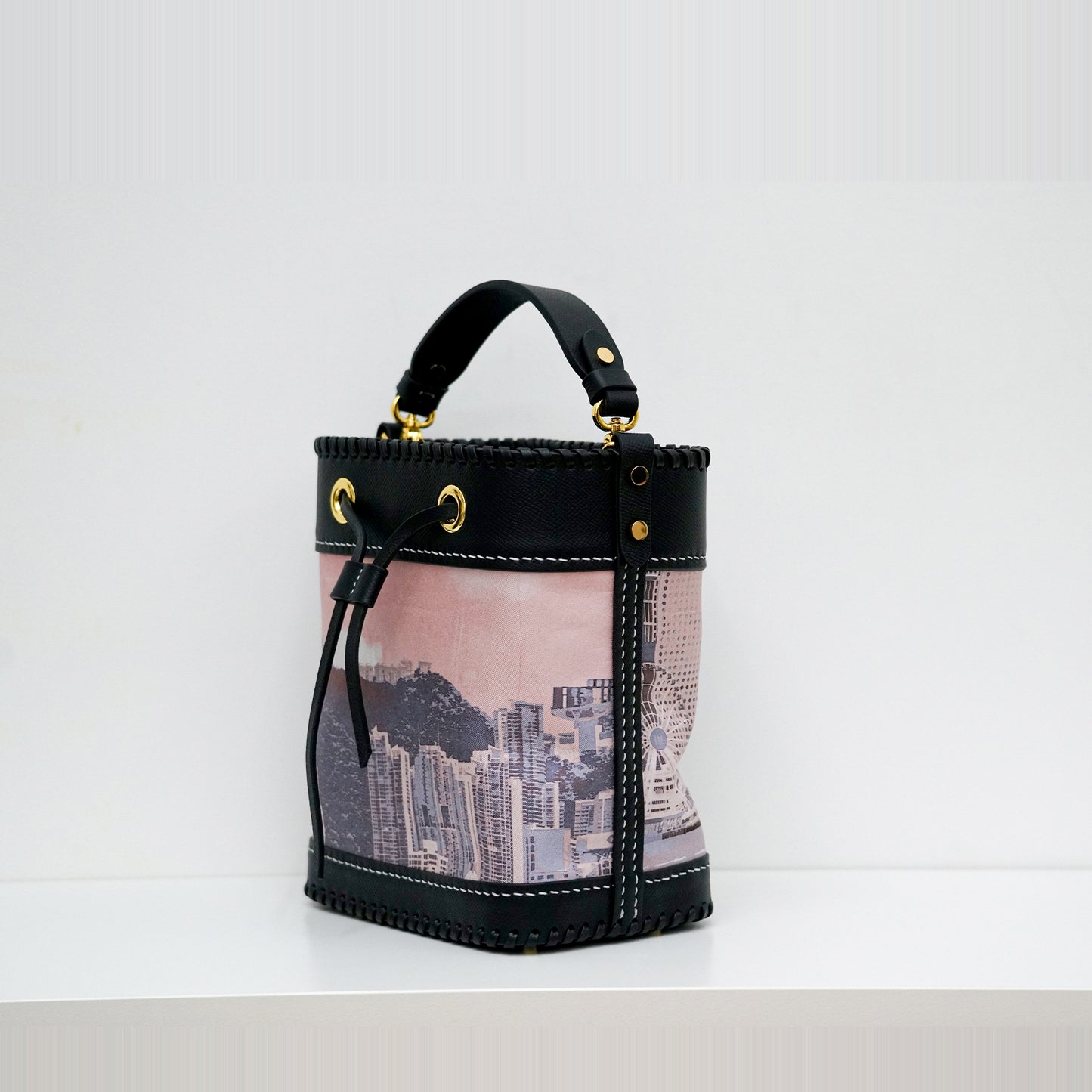 RARE : The Victoria Harbour ; Silk Leather Symphony - Bucket Bag (真絲水桶包) ( One & Only )