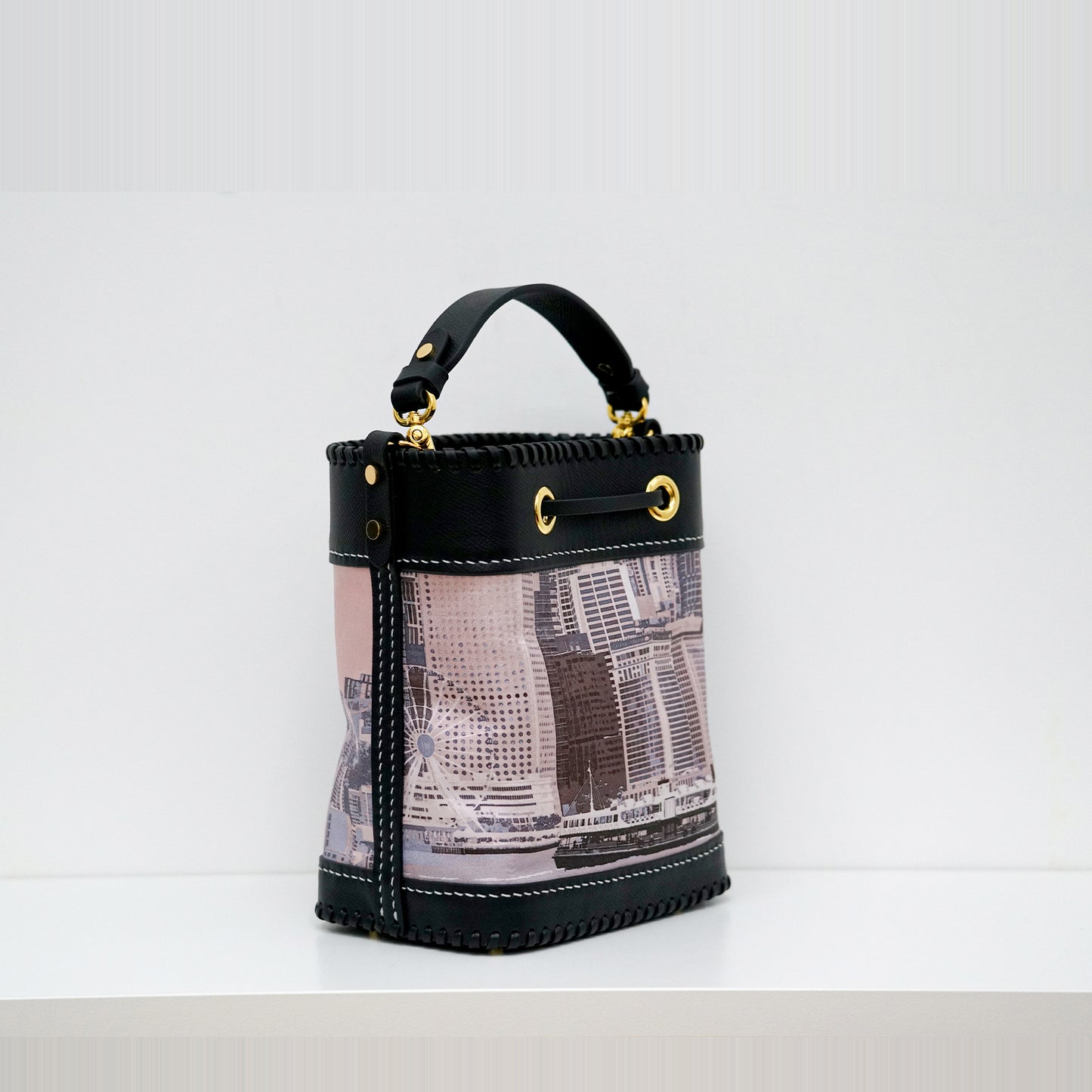 RARE : The Victoria Harbour ; Silk Leather Symphony - Bucket Bag (真絲水桶包) ( One & Only )