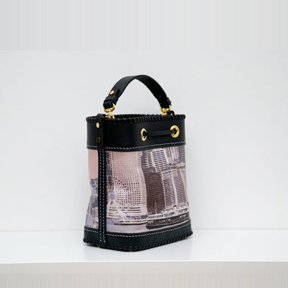 RARE : The Victoria Harbour ; Silk Leather Symphony - Bucket Bag (真絲水桶包) ( One & Only )